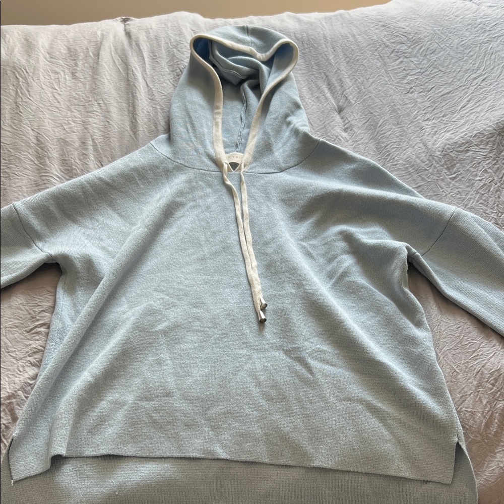 Cyrus Light Blue Hoodie with White Drawstring